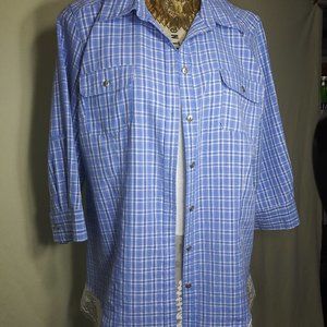 219 Size Large jeaniemade Blue Plaid Shirt & Cami